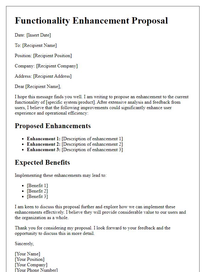 Letter template of functionality enhancement proposal.