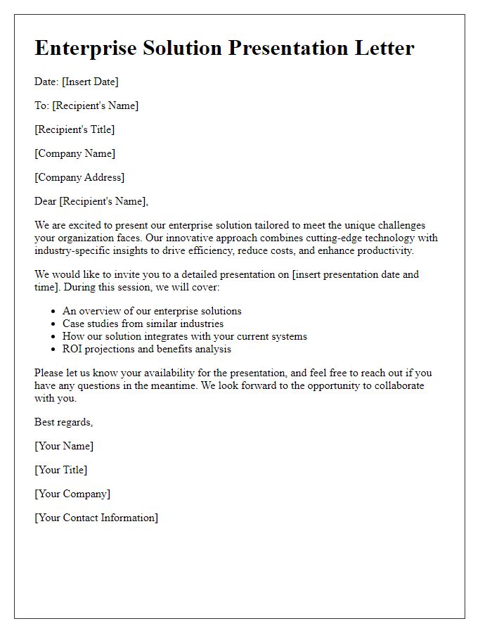 Letter template of enterprise solution presentation.
