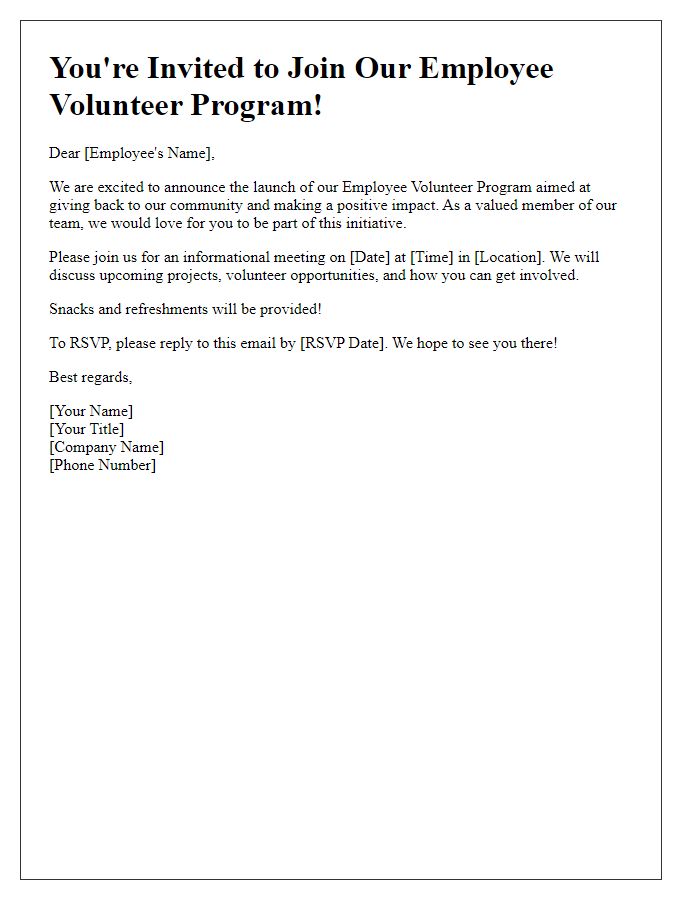 Letter template of employee volunteer program invitation