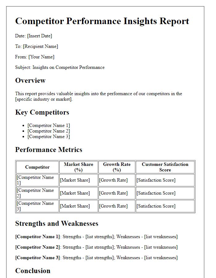 Letter template of competitor performance insights