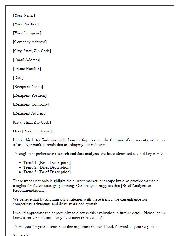 Letter template of strategic market trends evaluation