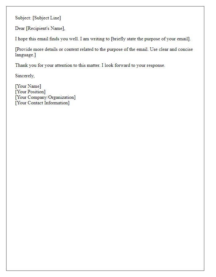 Letter template of formal email structure recommendations