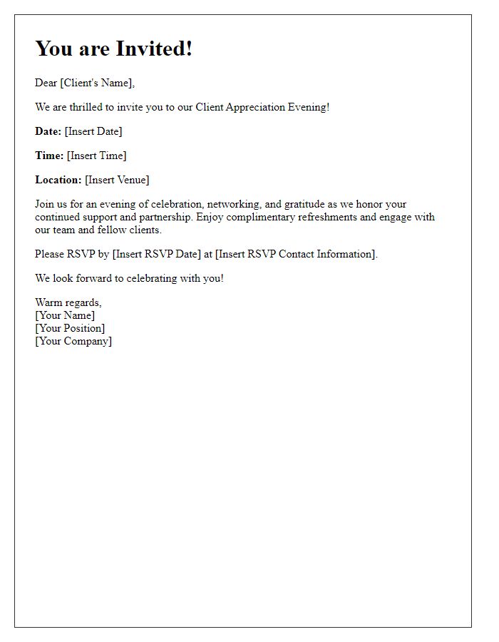 Letter template of Client Appreciation Evening Invitation