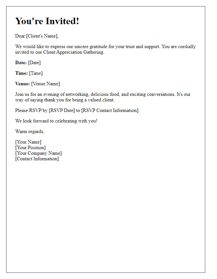 Letter template of Invitation to Client Appreciation Gathering