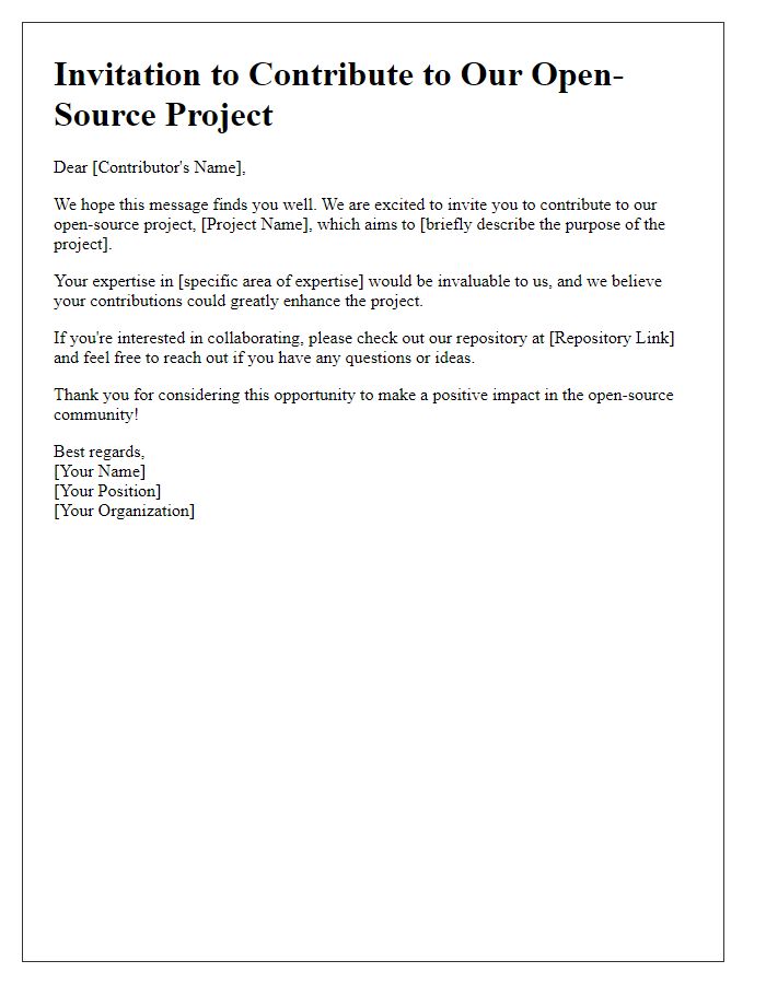 Letter template of open-source contribution invitation