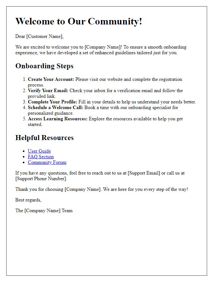 Letter template of enhanced customer onboarding guidelines