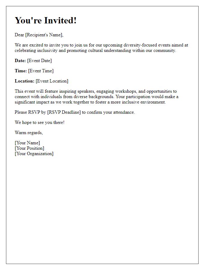 Letter template of invitation to join diversity-focused events