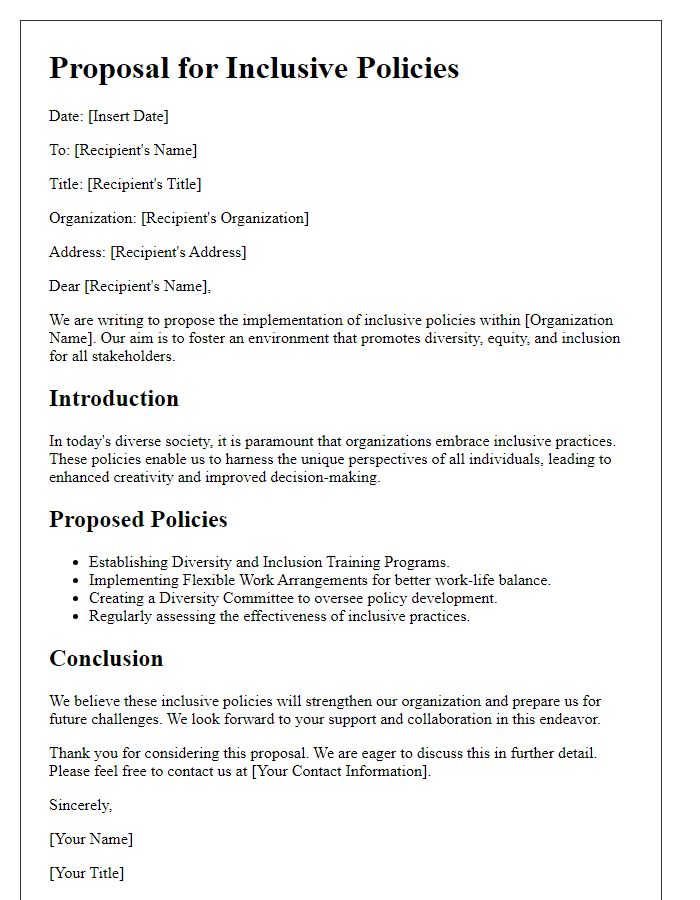 Letter template of proposal for inclusive policies