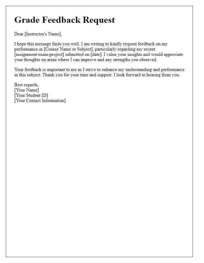 Letter template of Grade Feedback Request