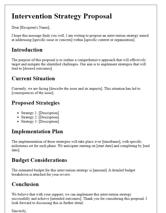 Letter template of Intervention Strategy Proposal