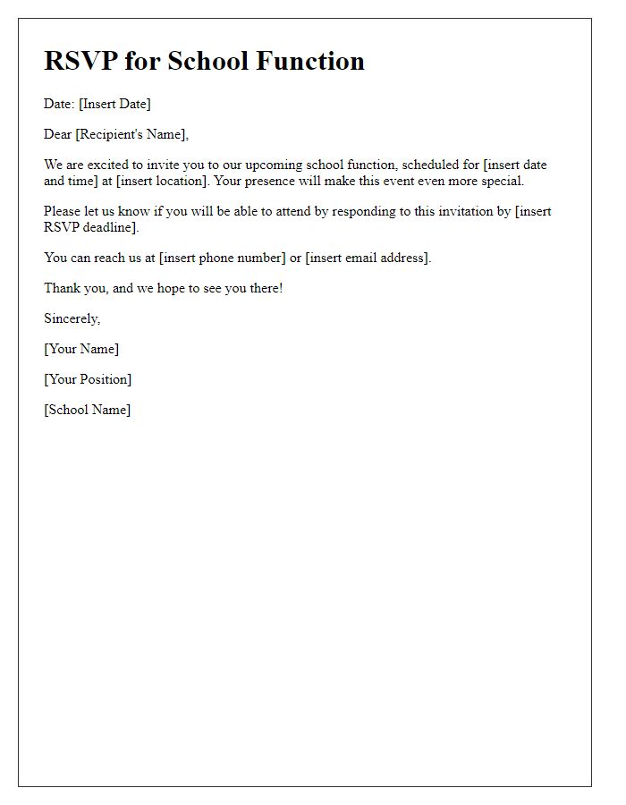 Letter template of RSVP for participating in school function