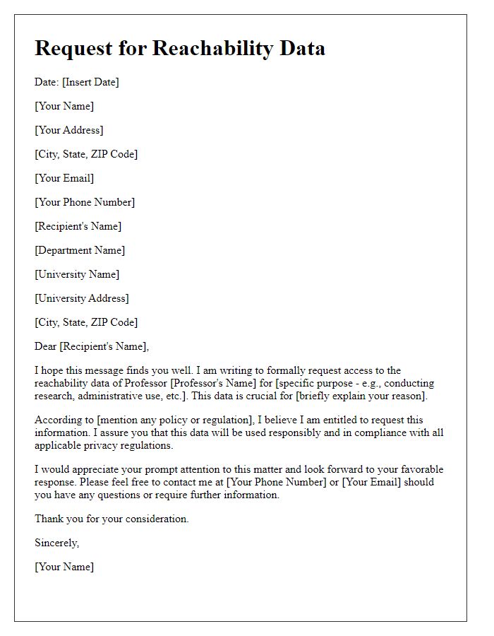 Letter template of demand for professor's reachability data