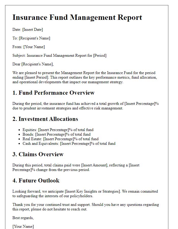 Letter template of insurance fund management report