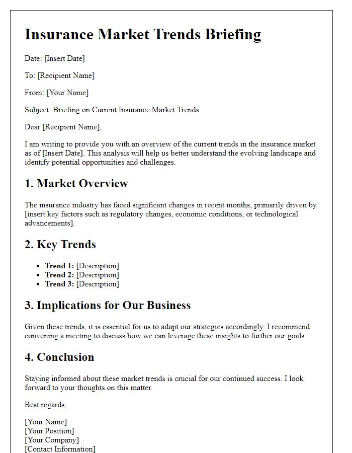 Letter template of insurance market trends briefing