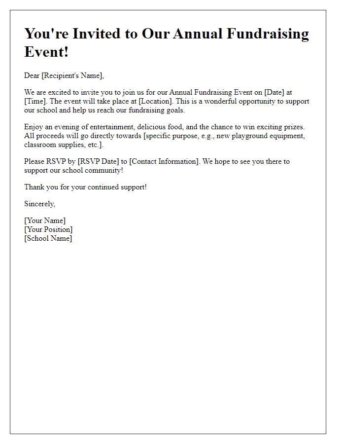 Letter template of school fundraising event invitation