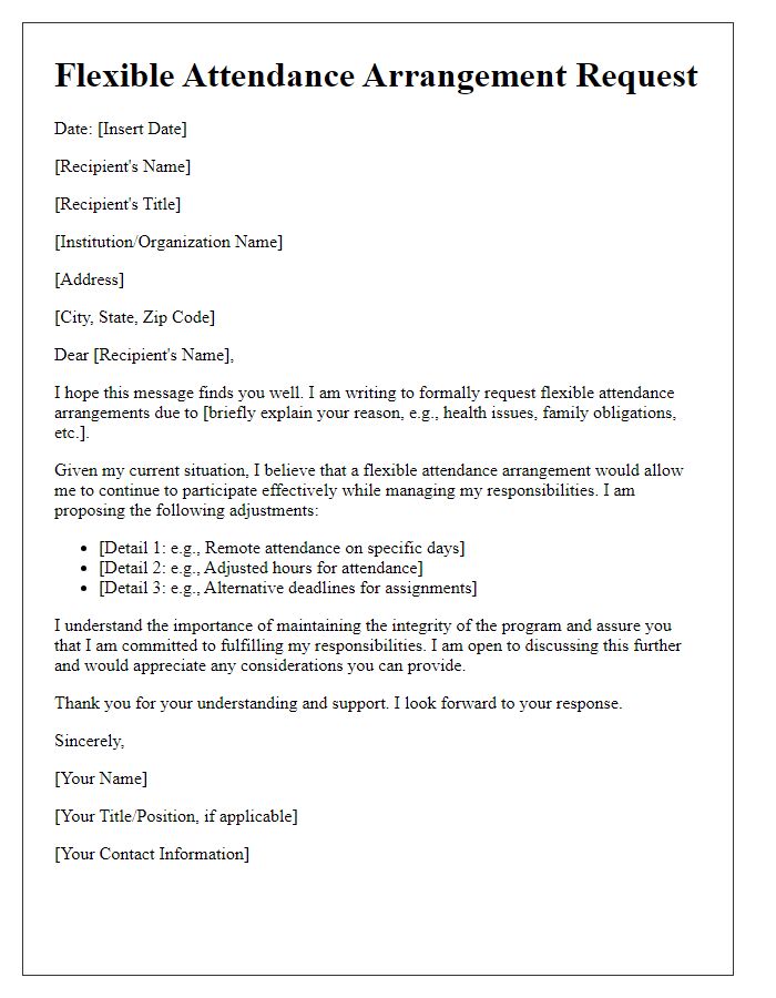 Letter template of Flexible Attendance Arrangements