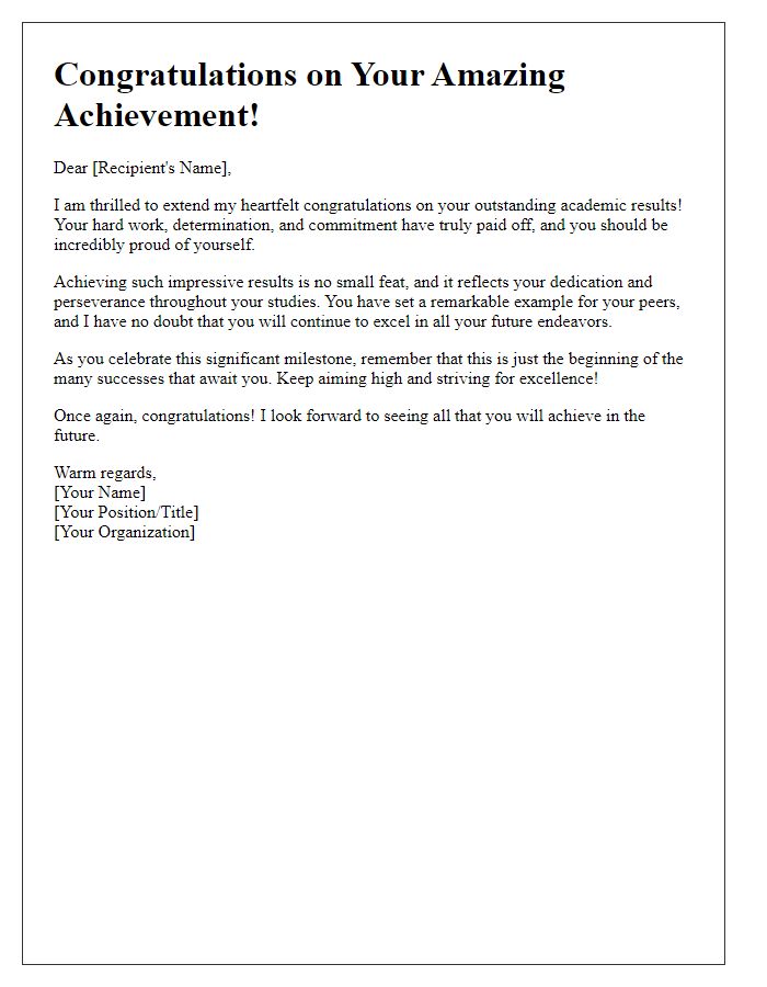 Letter template of congratulations for impressive academic results