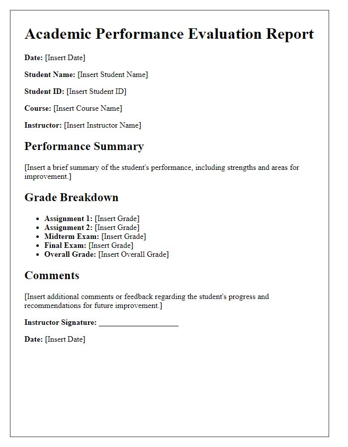 Letter template of academic performance evaluation report