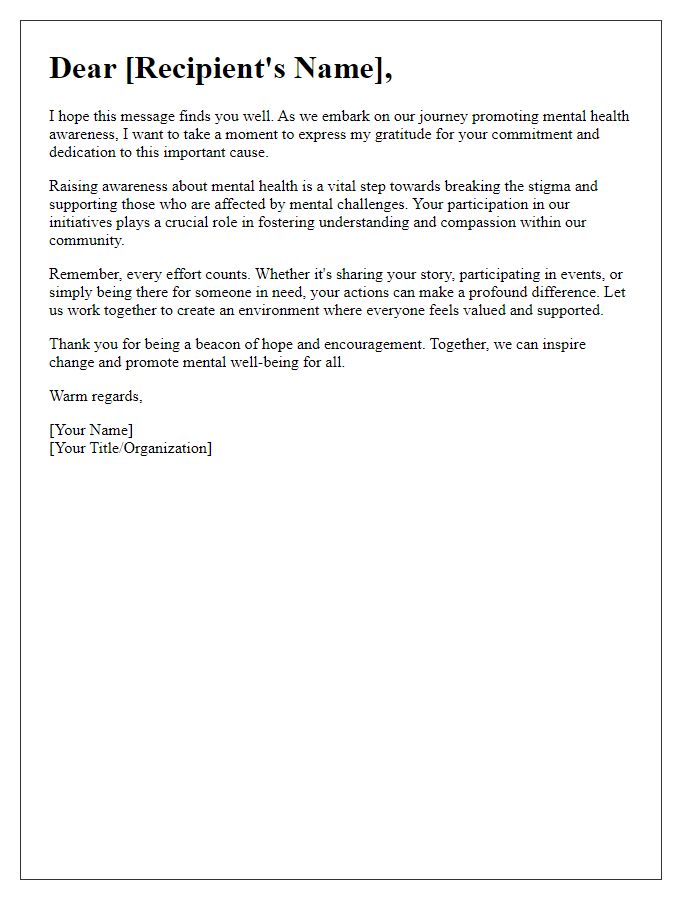 Letter template of encouragement for mental health awareness initiatives