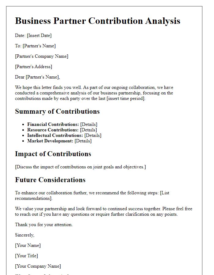 Letter template of business partner contribution analysis