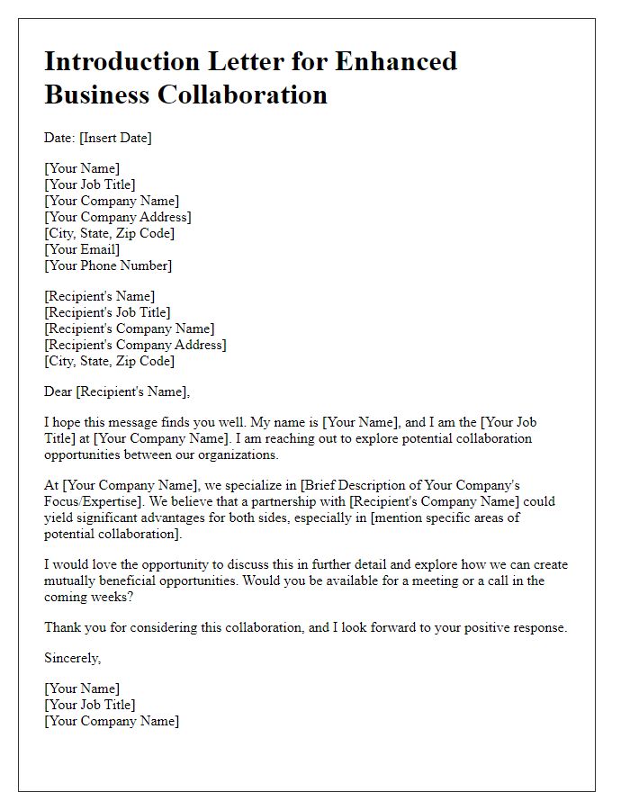 Letter template of introduction for enhanced business collaboration.