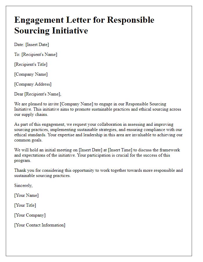 Letter template of engagement for responsible sourcing initiative