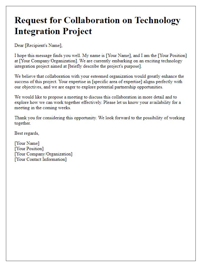 Letter template of request for collaboration on technology integration project