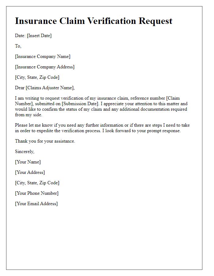 Letter template of insurance claim verification request