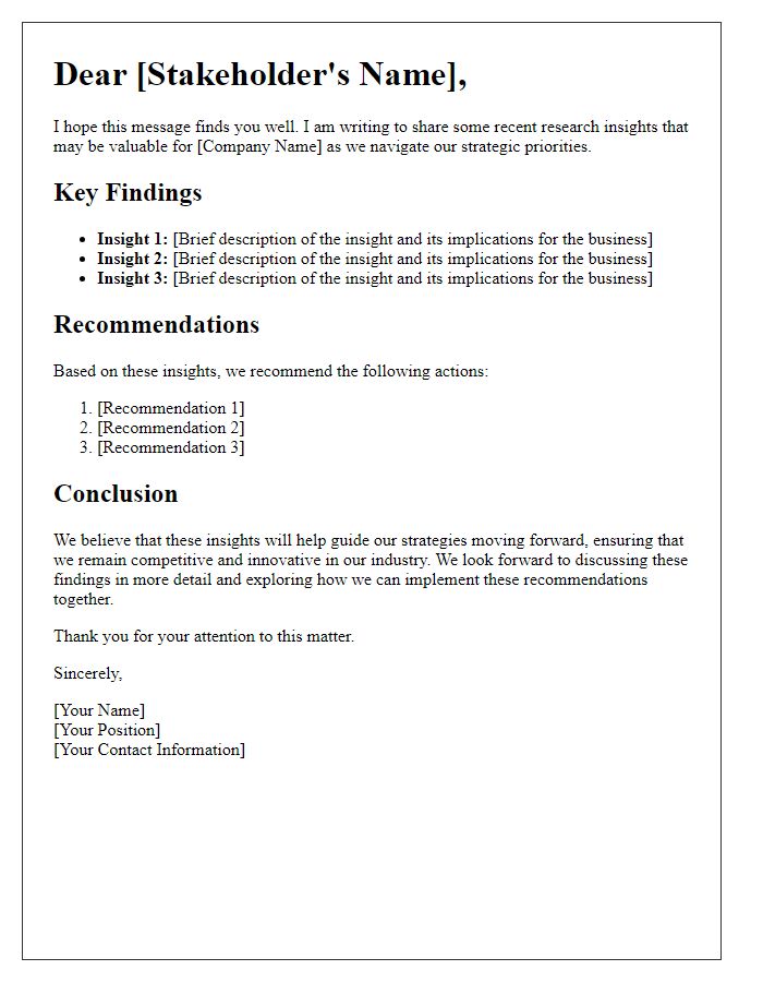 Letter template of research insights for corporate stakeholders