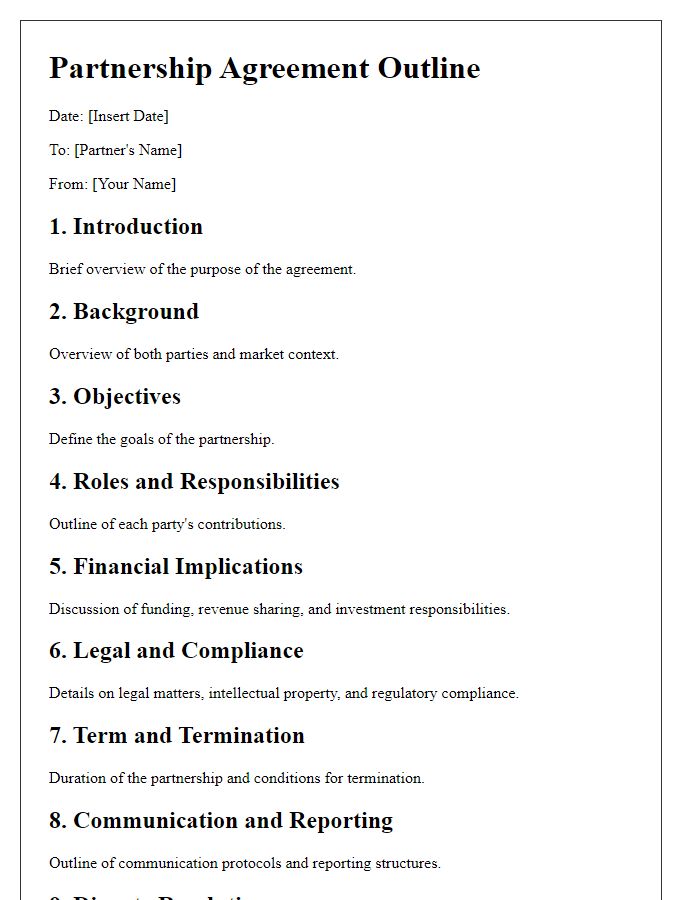 Letter template of outline for international expansion partnership agreement