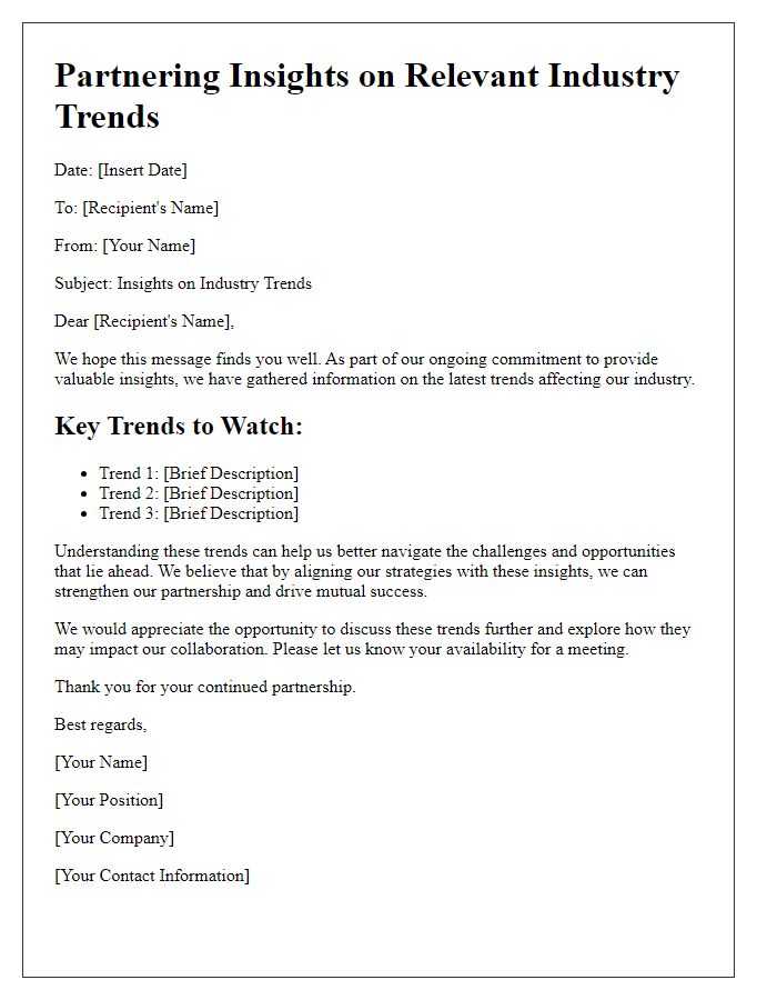 Letter template of Partnering Insights on Relevant Industry Trends