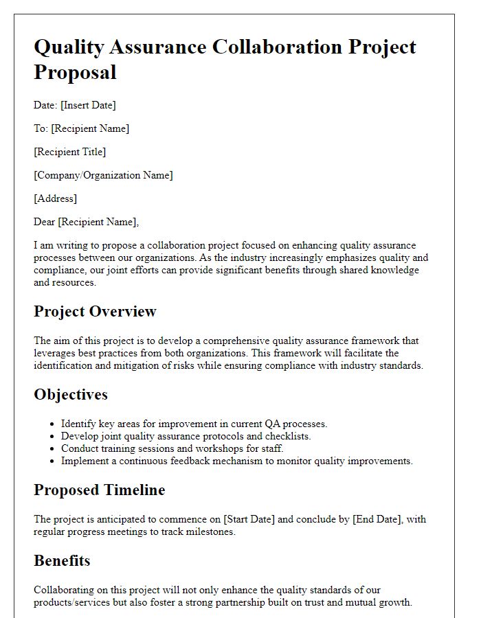 Letter template of quality assurance collaboration project proposal.