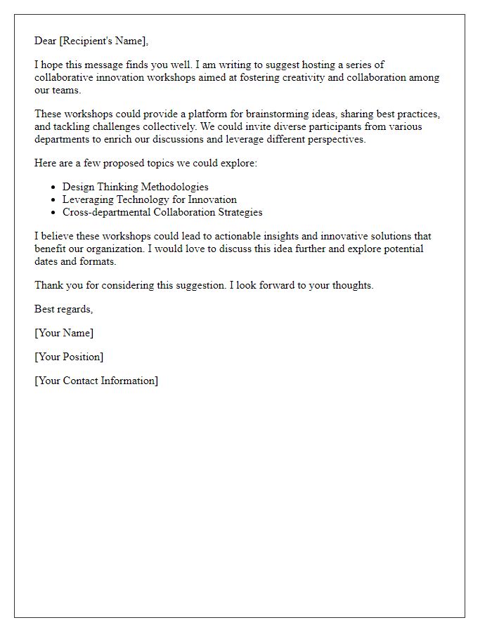 Letter template of suggestion for collaborative innovation workshops