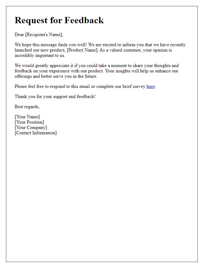 Letter template of feedback request after product launch