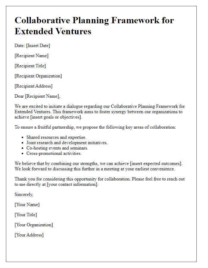 Letter template of Collaborative Planning Framework for Extended Ventures