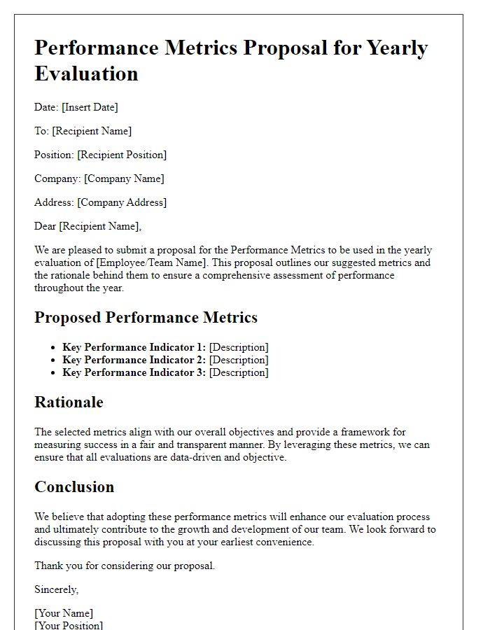 Letter template of Performance Metrics Proposal for Yearly Evaluation