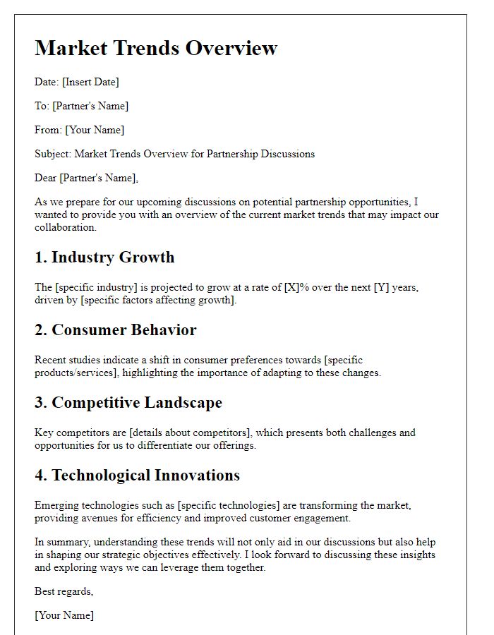 Letter template of market trends overview for partnership discussions