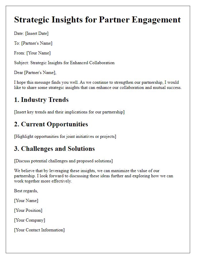 Letter template of strategic insights for partner engagement