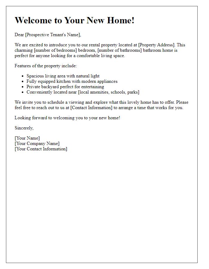 Letter template of rental property listing introduction