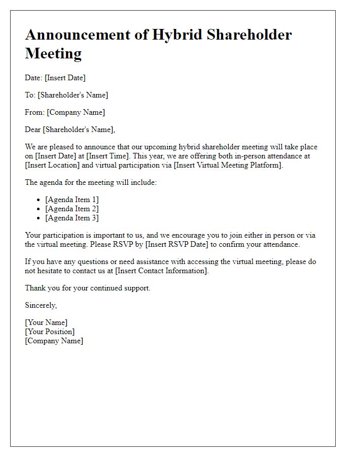 Letter template of hybrid shareholder meeting announcement