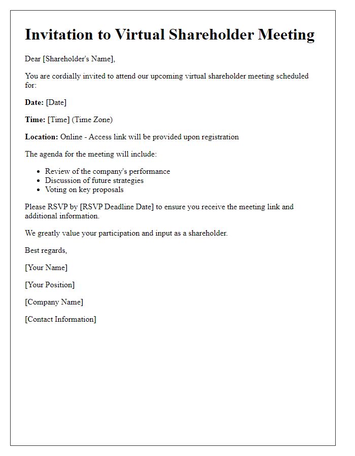 Letter template of virtual shareholder meeting invitation