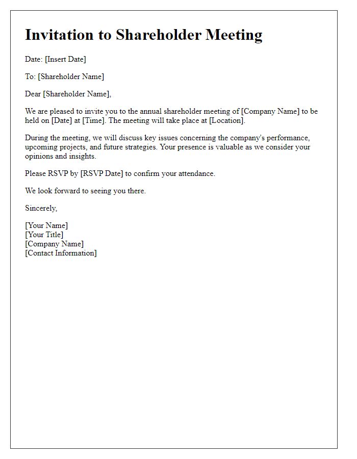 Letter template of shareholder meeting invitation.