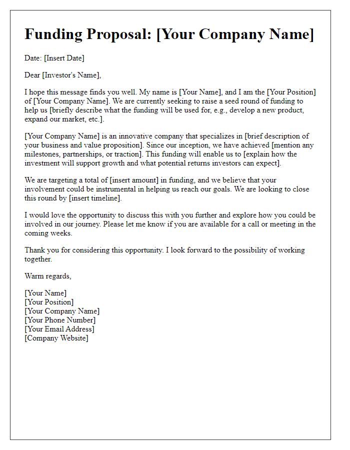 Letter template of seed round funding solicitation.