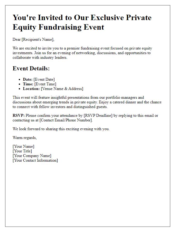 Letter template of private equity fundraising event invitation