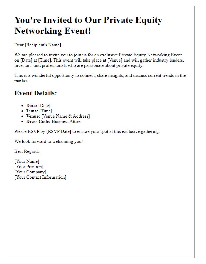 Letter template of private equity networking event invitation