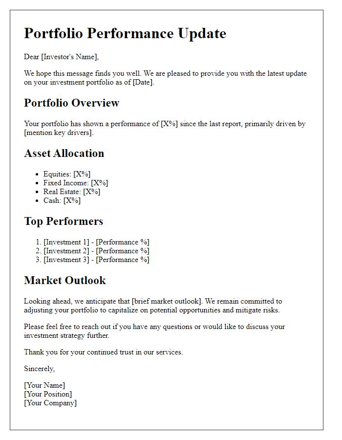 Letter template of portfolio performance investor update