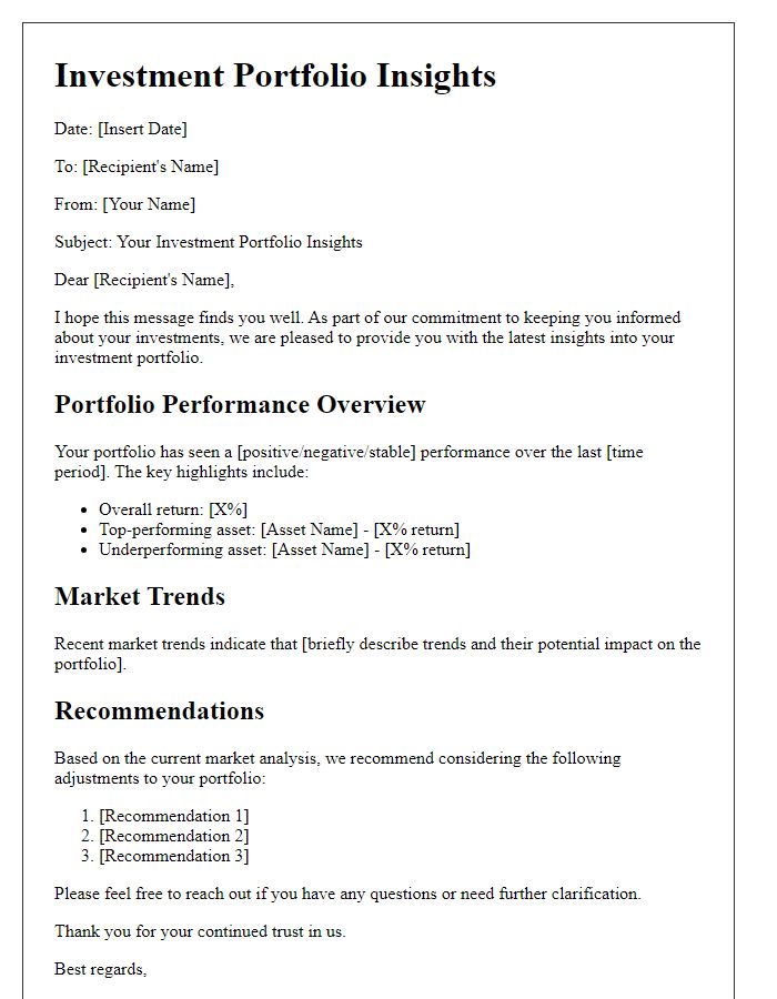 Letter template of investment portfolio insights