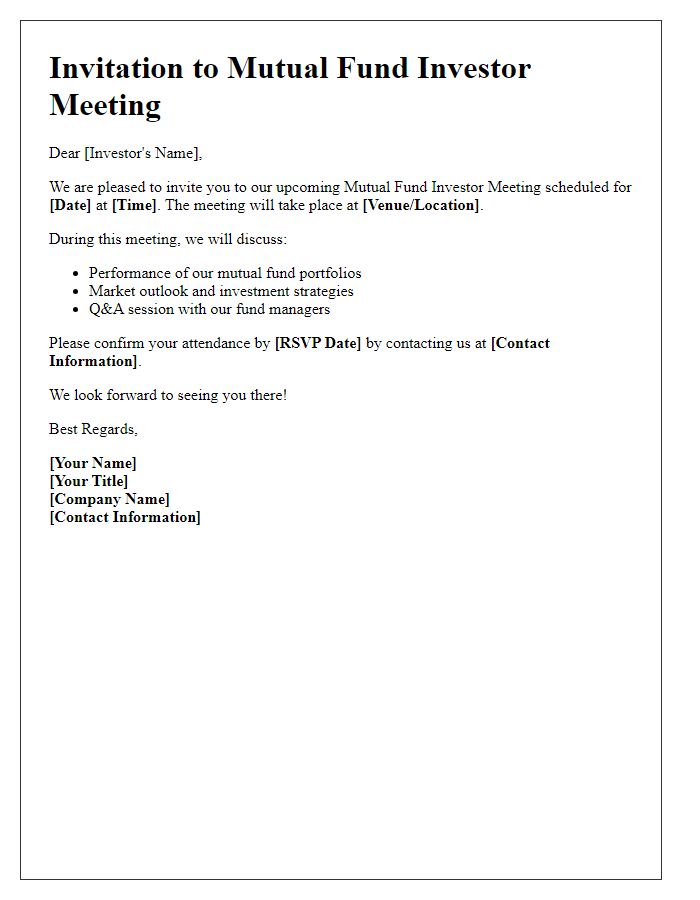 Letter template of mutual fund investor meeting invitation