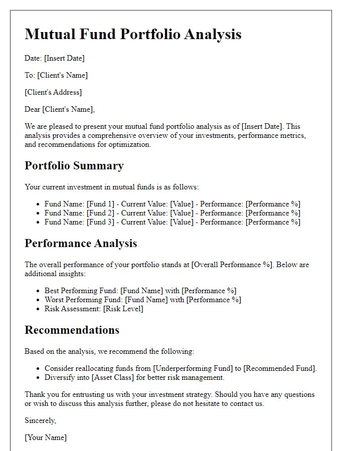 Letter template of mutual fund portfolio analysis