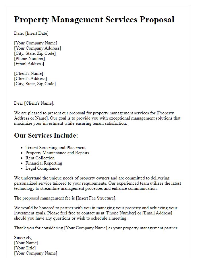 Letter template of property management services proposal